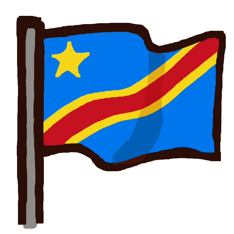 the flag of the DR Congo, on a flagpole.
